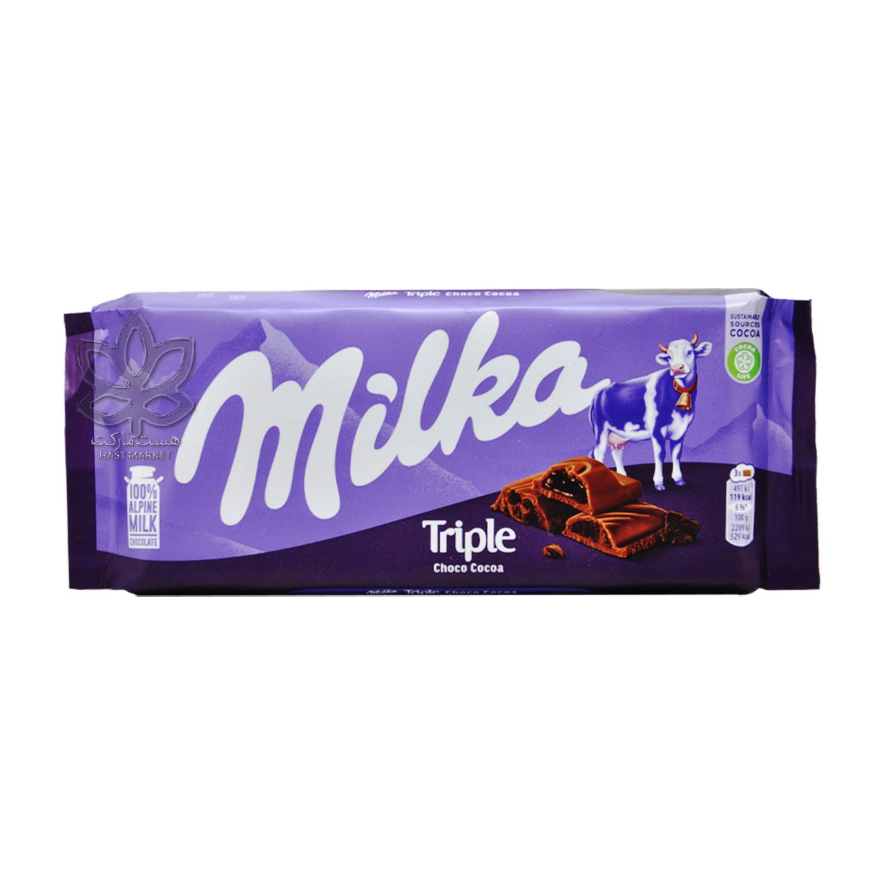 شکلات شیری تریپل چاکلت مغزدار 90 گرم میلکا - milka