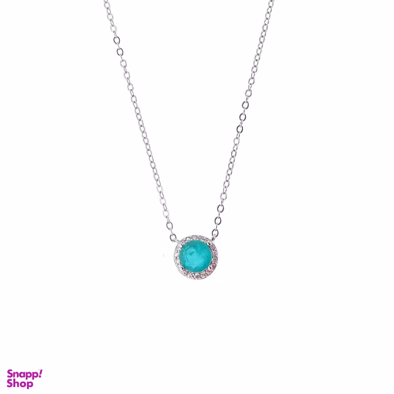 گردنبند نقره زنانه مدل سنگ یشم گرد نگین دار کد 54485