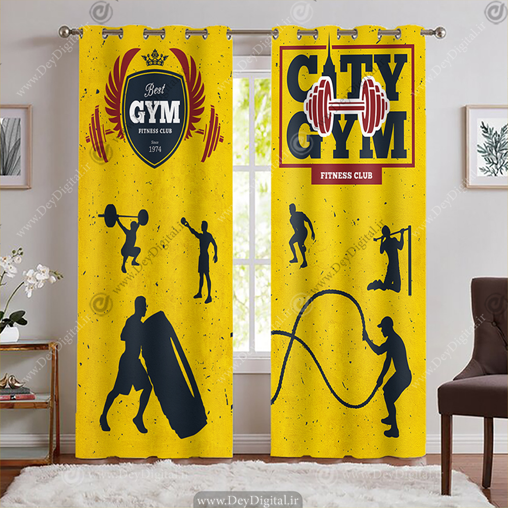 پرده چاپی باشگاه طرح کراسفیت با زمینه زرد و عنوان بهترین باشگاه شهر BA-7612-s