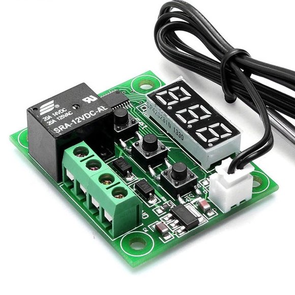 ماژول ترموستات دیجیتال XH-W1209 دارای نمایشگر و کلیدهای کنترلی ماژول کنترل دما