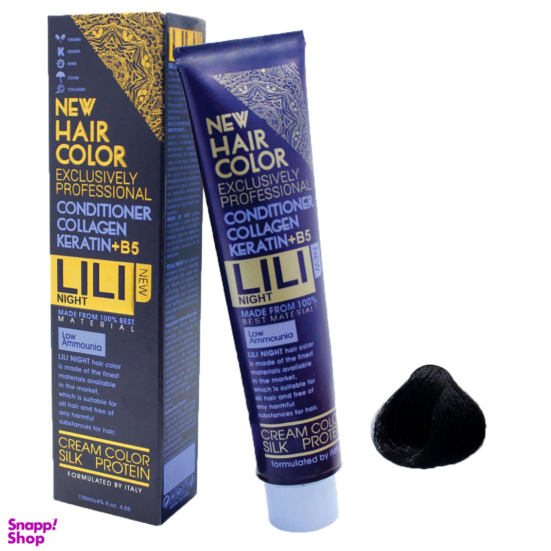 رنگ مو کم آمونیاک لی لی نایت (Lili Night) شماره A1 رنگ مشکی پر کلاغی حجم 120 میلی لیتر