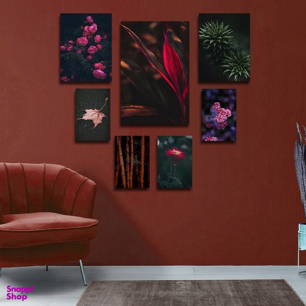 تابلو شاسی بکلیت طرح مدرن طبیعت و گل مدل SH-1601 مجموعه 7 عددی