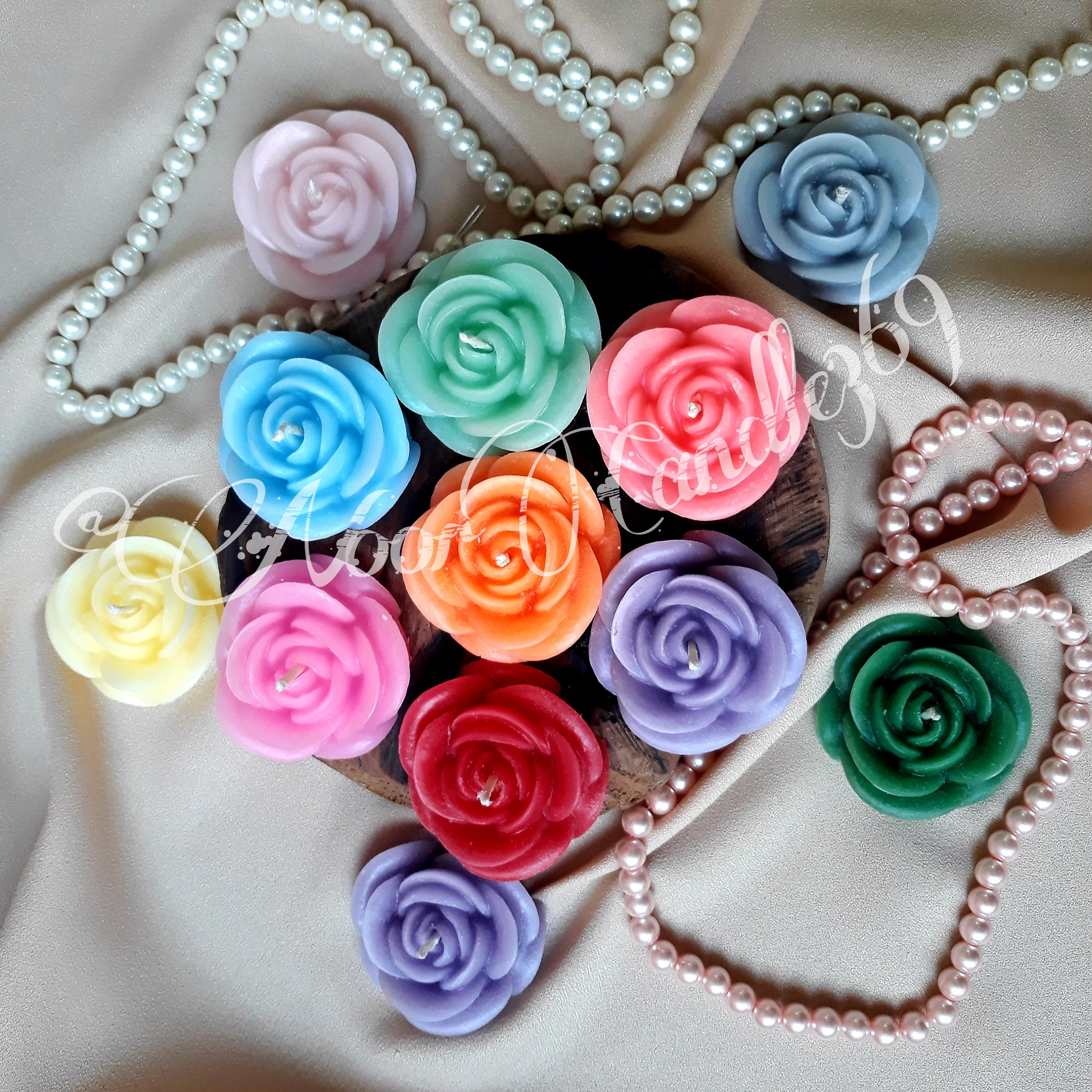 پک 5 عددی شمع گل رز   رو  آبی