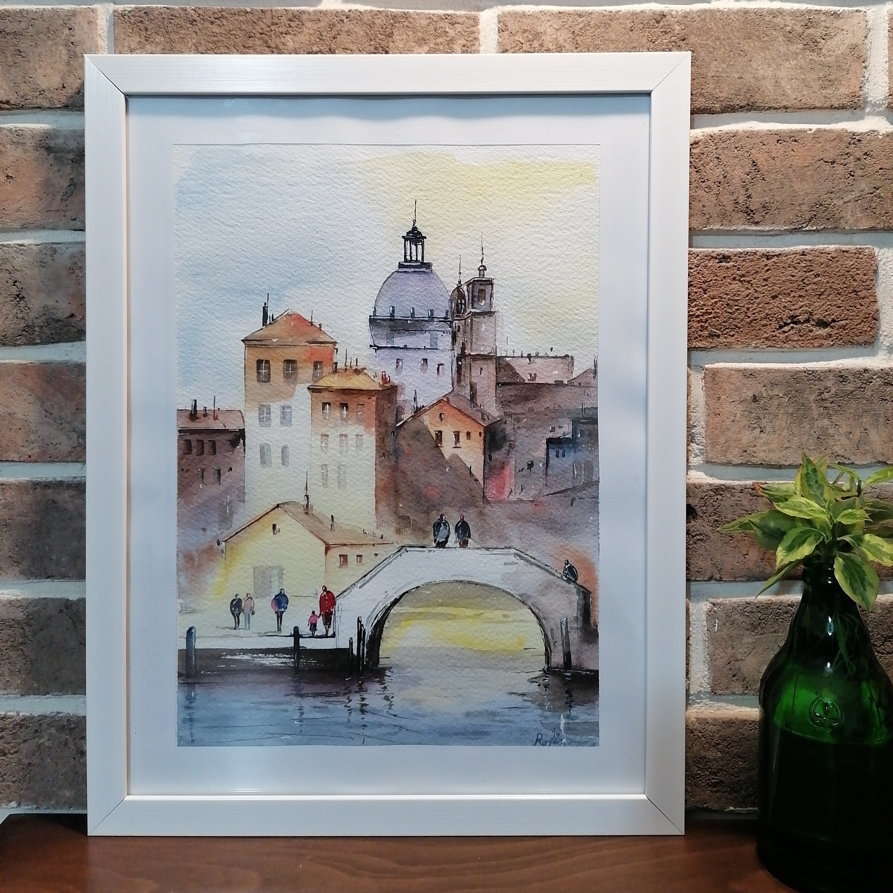 سفارش تابلو نقاشی آبرنگ طرح فضای شهری 20در 30 سانتی متر