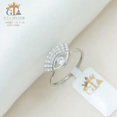 انگشتر نقره طرح تک چشم قالب ایتالیایی عیار 925 کد 15954