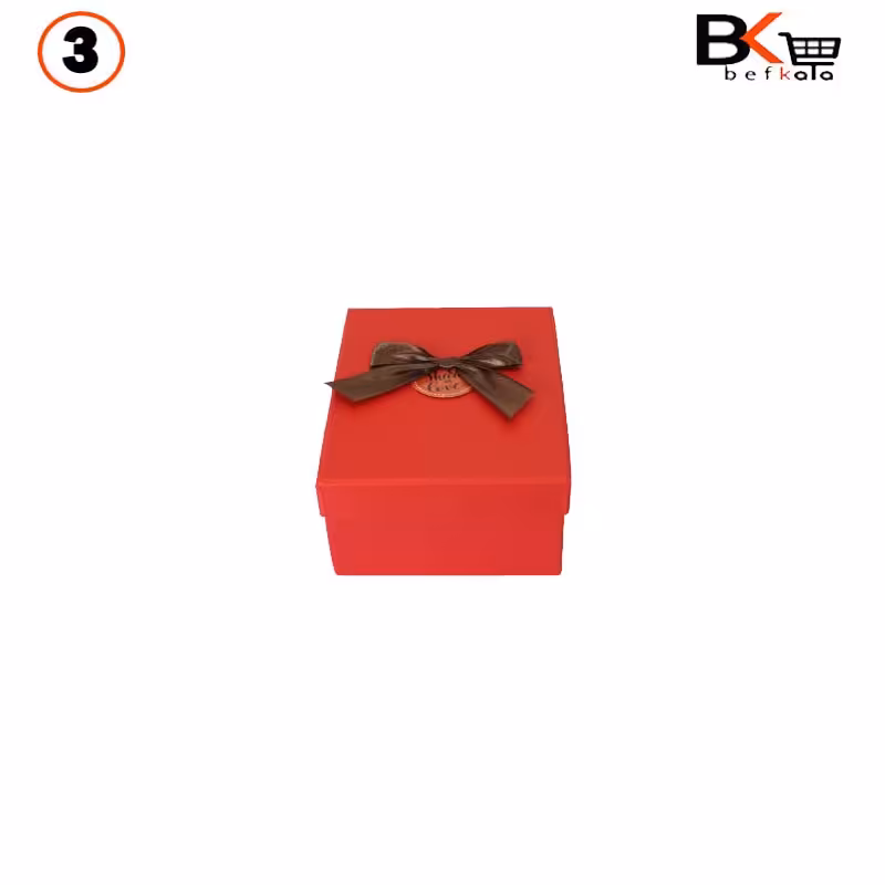 باکس کادویی مستطیلی قرمز پاپیون دار  سایز سه کد37