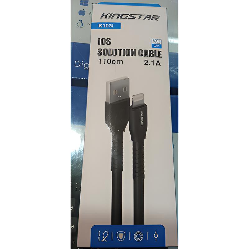 کابل شارژ آیفون فست شارژر  مدل king Star طول 110 سانت
