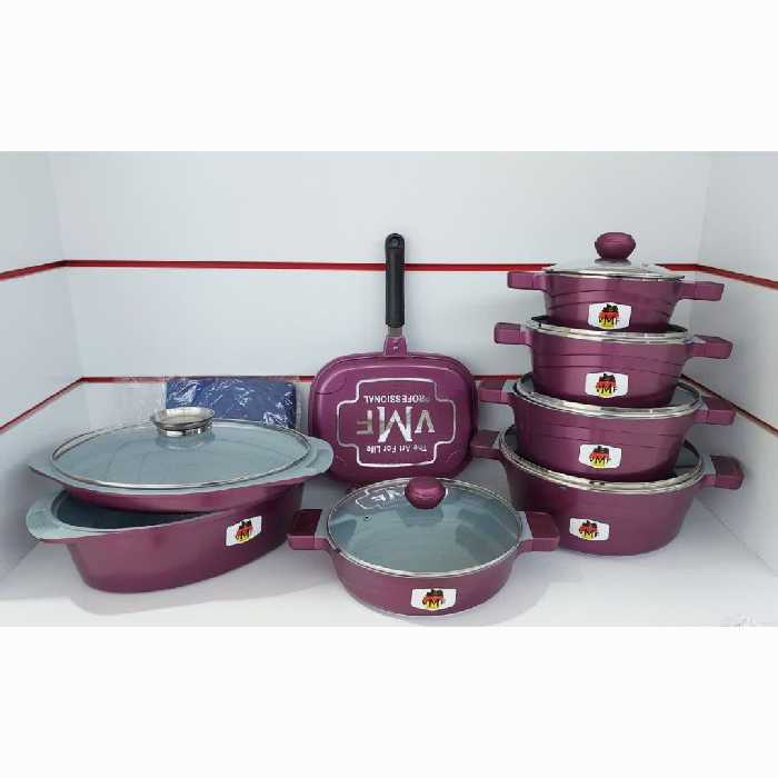 سرویس چدن گرانیت 18 پارچه VMF زرشکی با ارسال رایگان