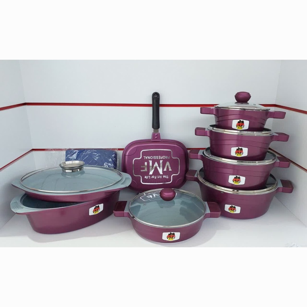 سرویس چدن گرانیت 18 پارچه VMF زرشکی با ارسال رایگان