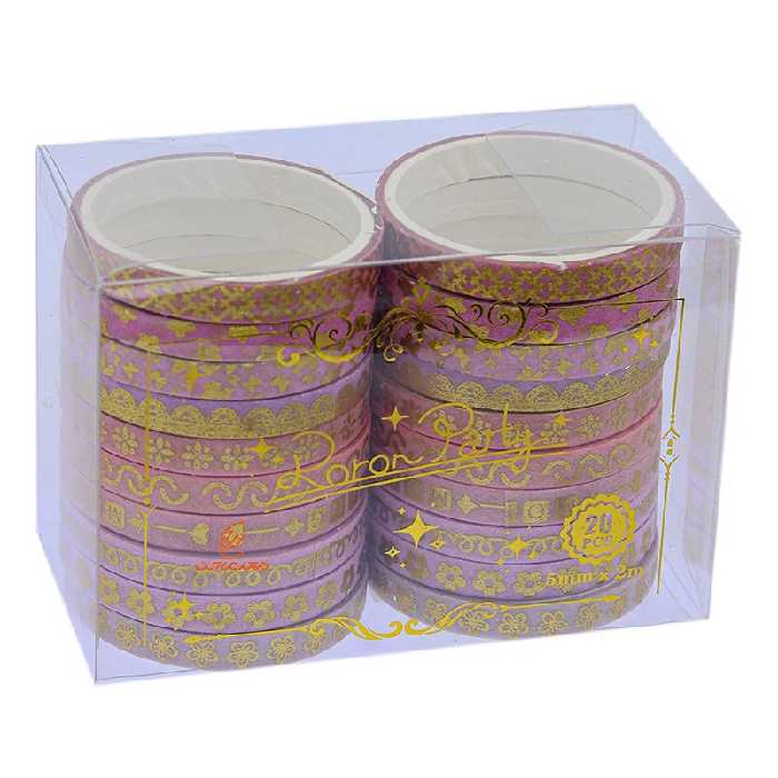 چسب نواری طرحدار 2209 صورتی و یاسی واشی