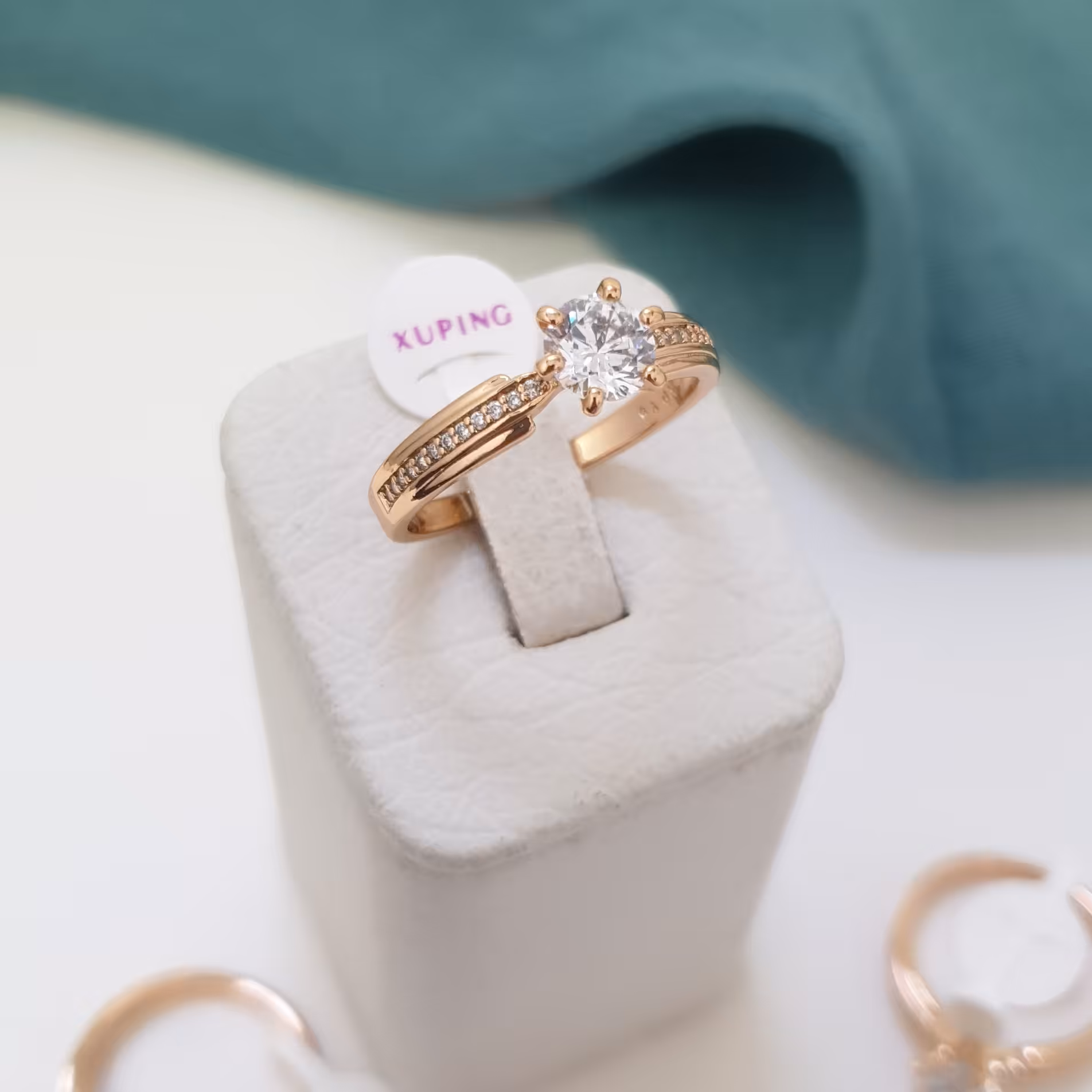 انگشتر نامزدی انگشتر نشان برند ژوپینگ رنگ ثابت ابکاری آب طلا کاملا مشابه طلا