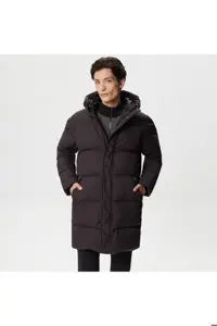 کاپشن مشکی مردانه مانتو کلاهدار اورجینال Lacoste