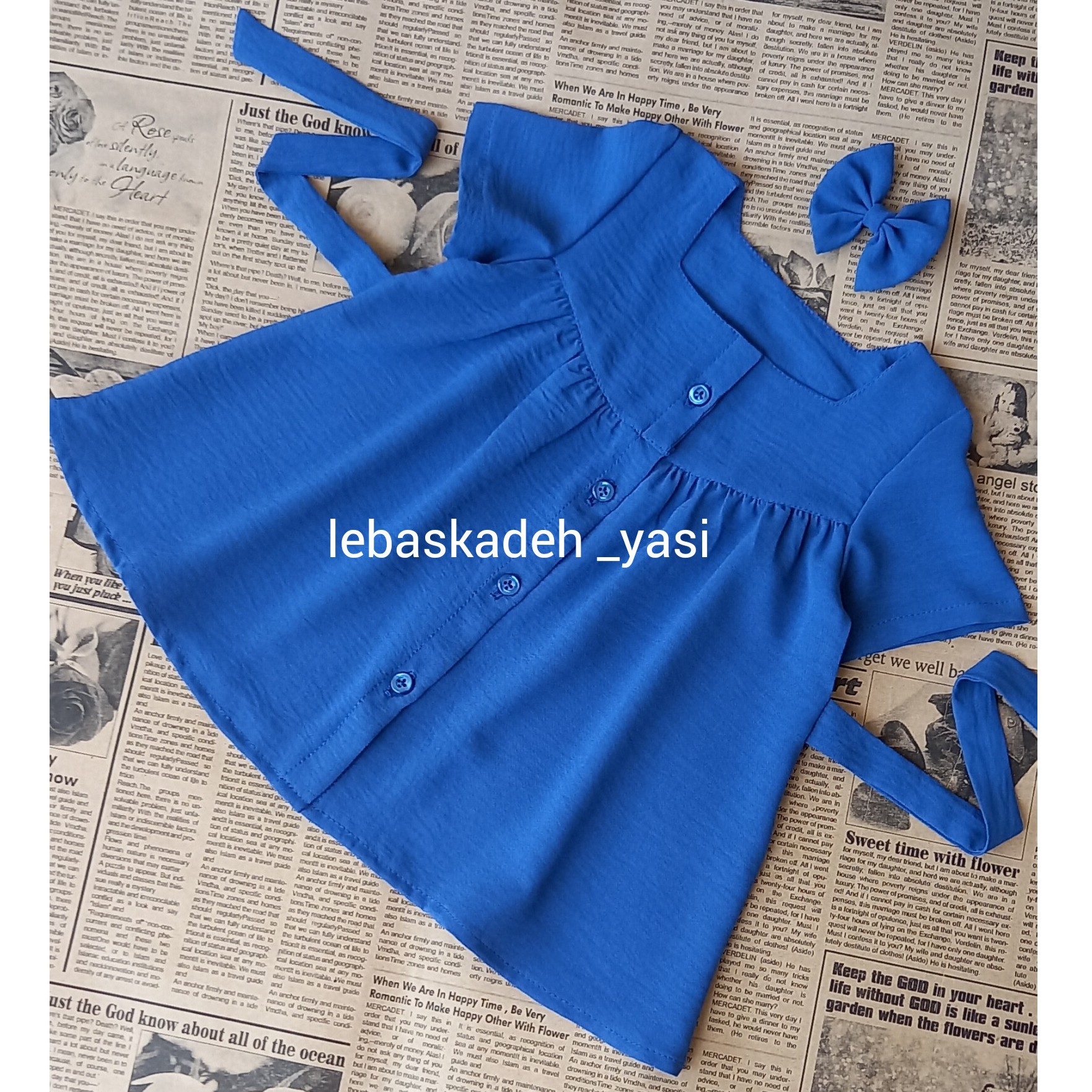 پیراهن ابی دخترانه مدل یاسی