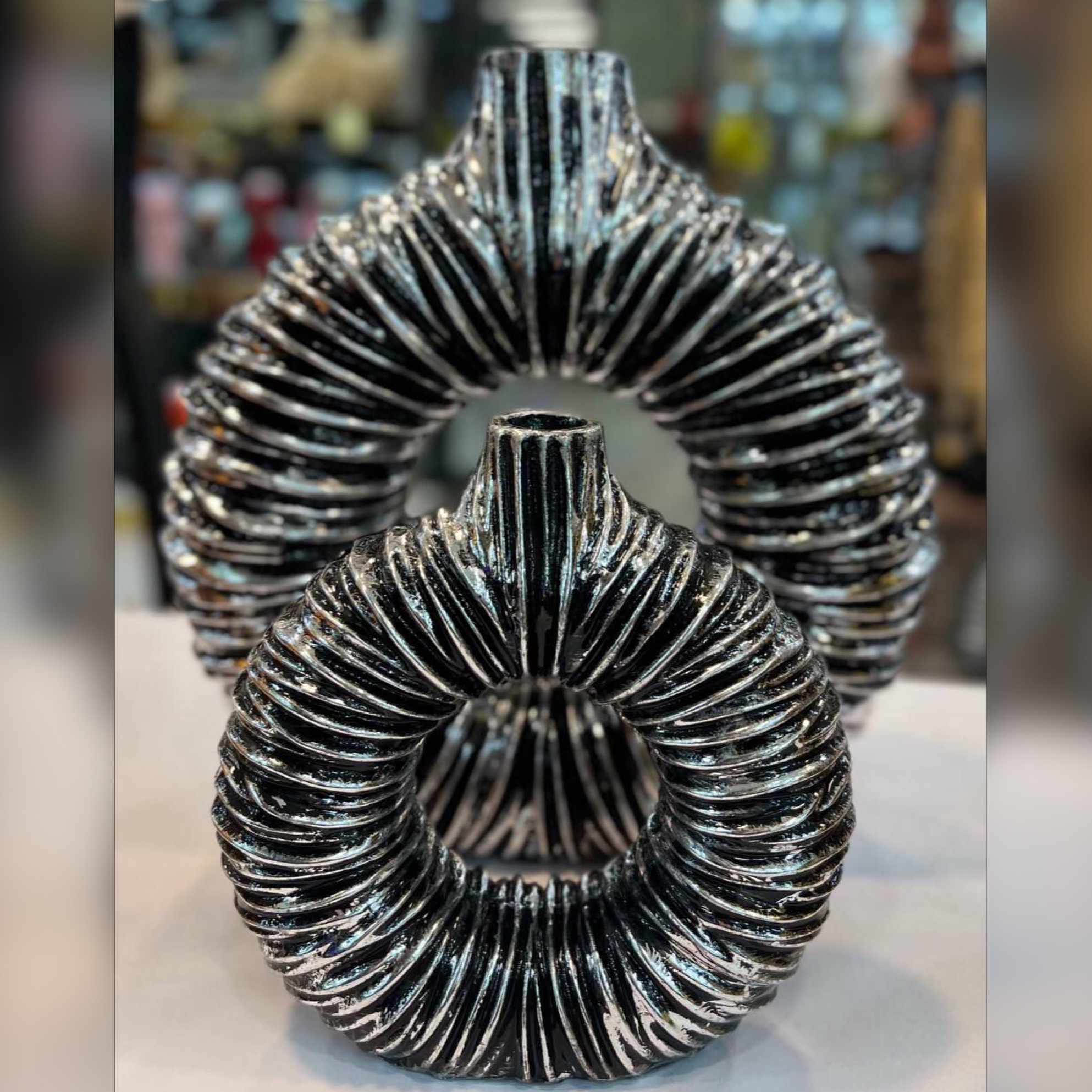 گلدان طرح دونات چروکی مجموعه 2 عددی