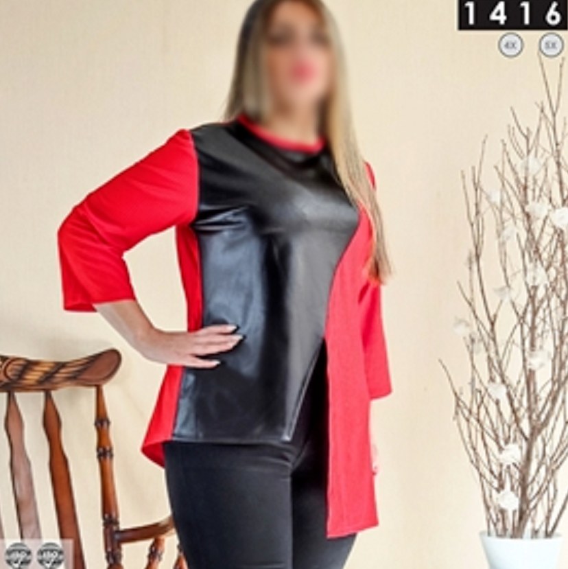 لباس مجلسی شیک یلدایی سایز بزرگ 44 تا 60 جنس کرپ کبریتی و چرم