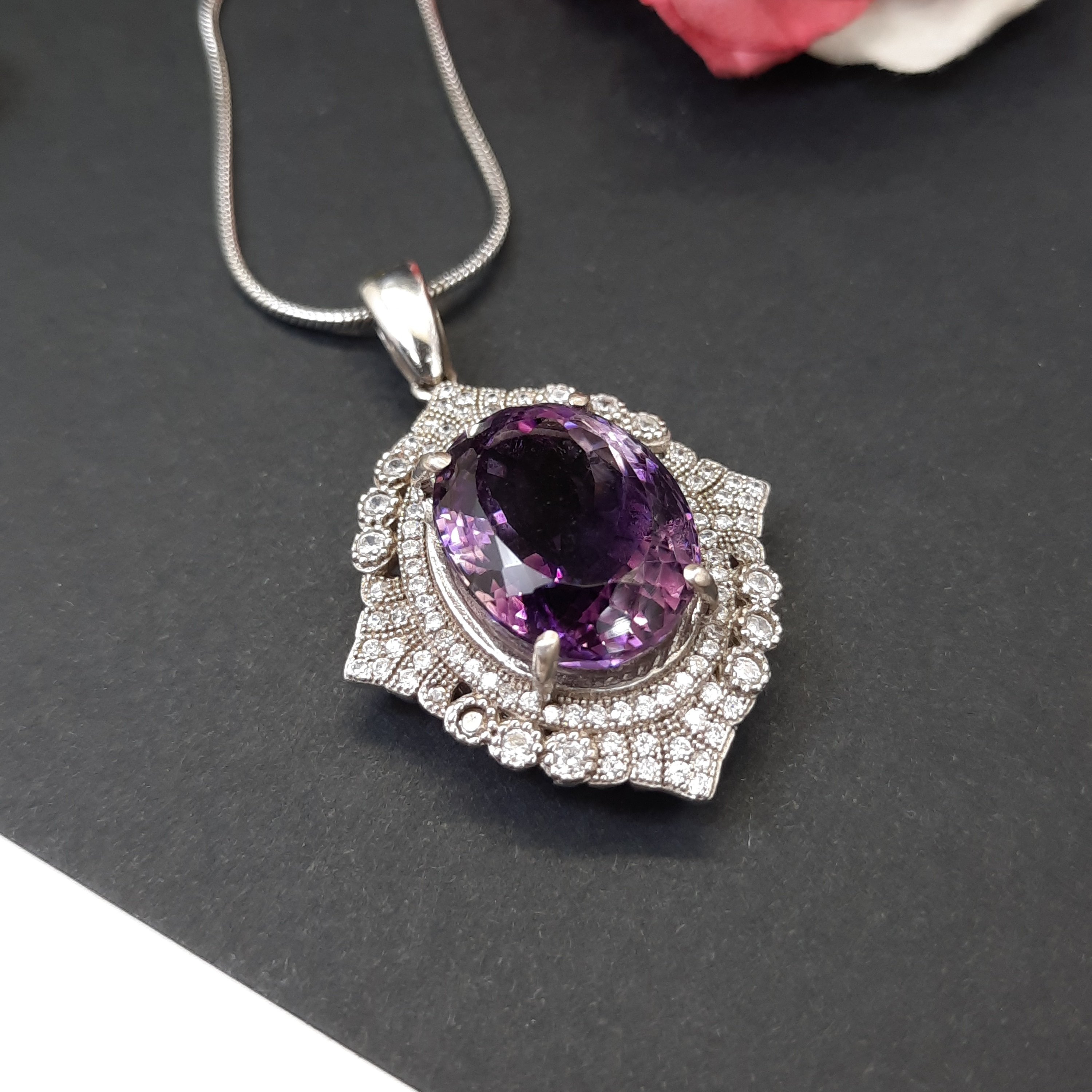 مدال نقره نفیس آمیتیست گرید AAA برزیل