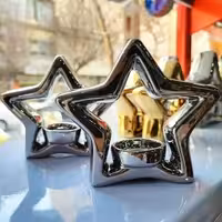 جاشمعی سرامیکی طرح ستاره رنگ نقره ای