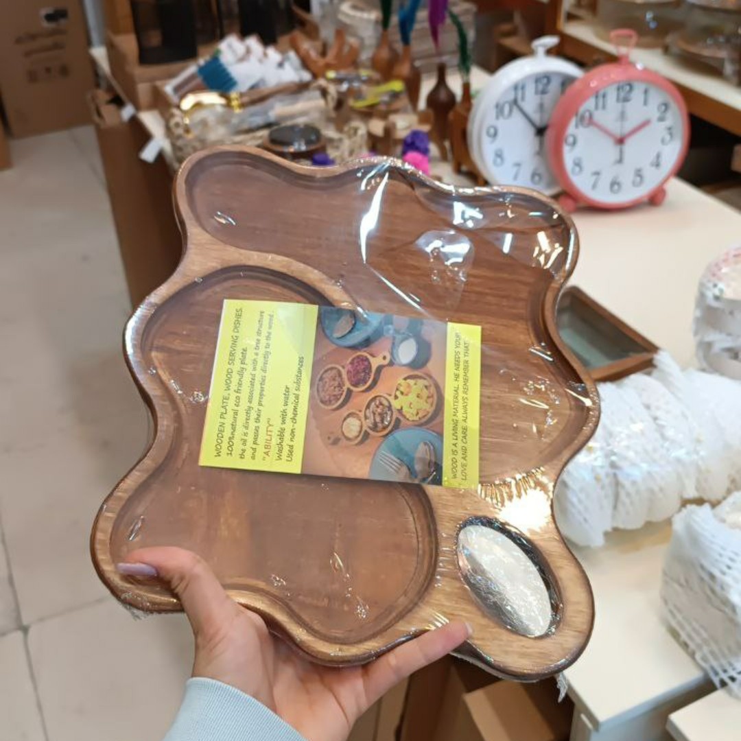 اردو خوری چوبی دسته دار مدل منحنی دوخانه ضد آب چوب روس