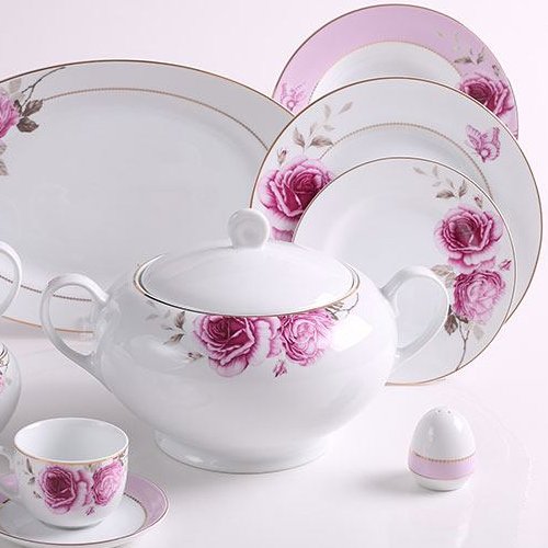 سرویس28 پارچه چینی زرین مدل رز فلاور