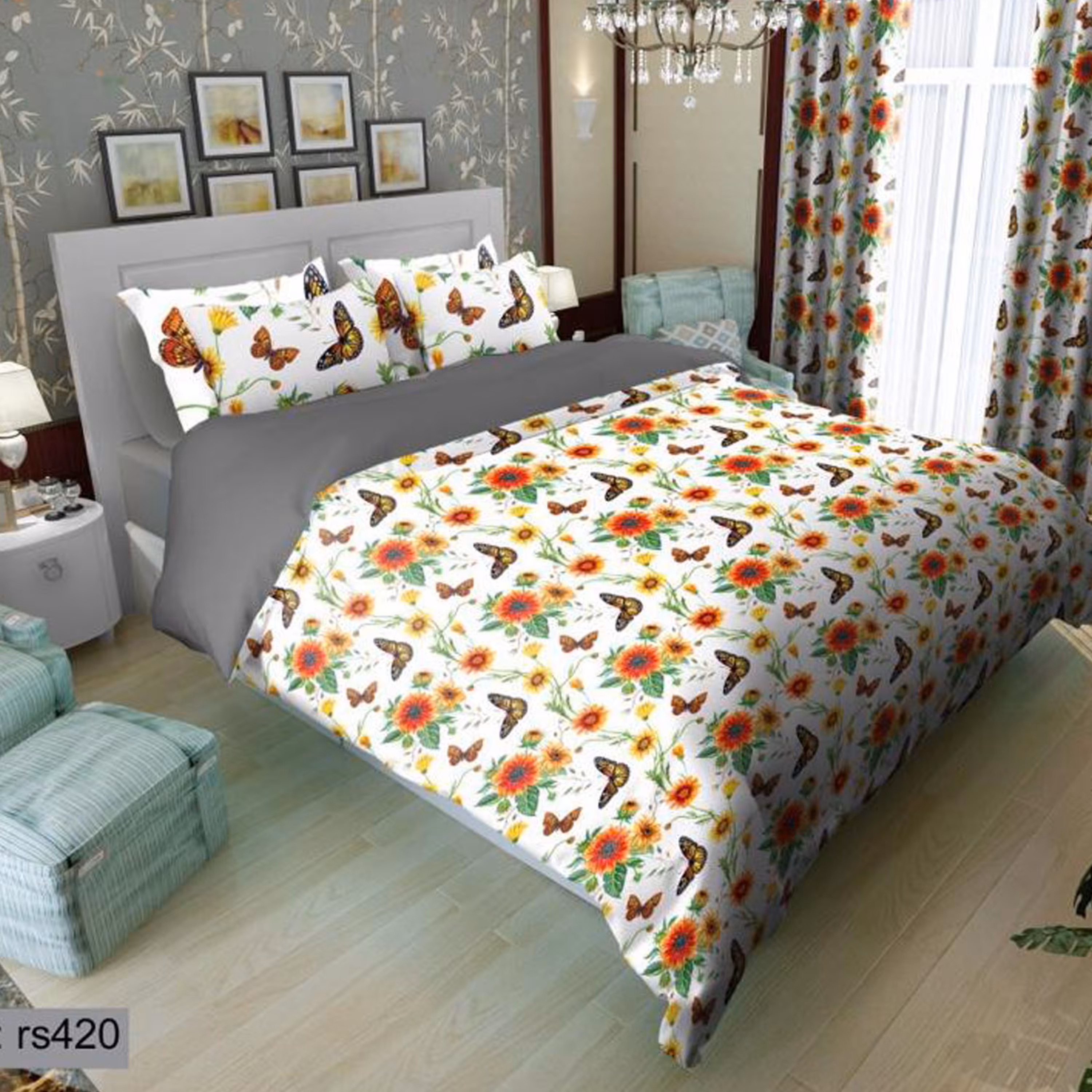 سرویس روتختی 1 نفره تنسل چاپی برندترک لند (Turk Land)  کد rs 420
