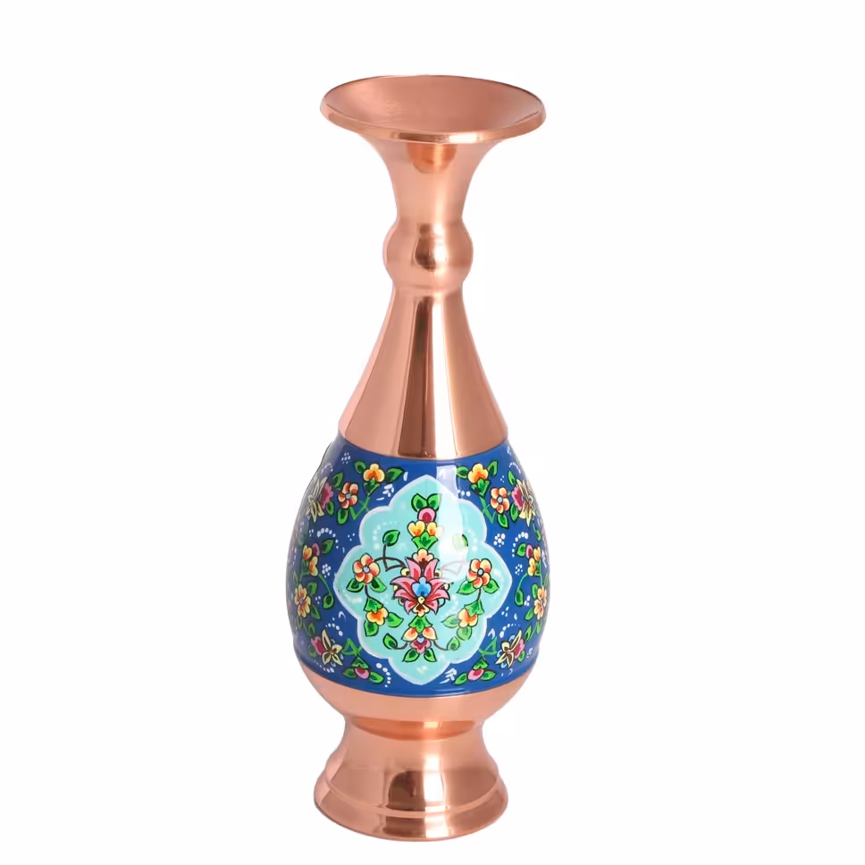 گلدان مس و پرداز کوچک سایز 16 سانتیمتر همراه با جعبه کادویی نفیس