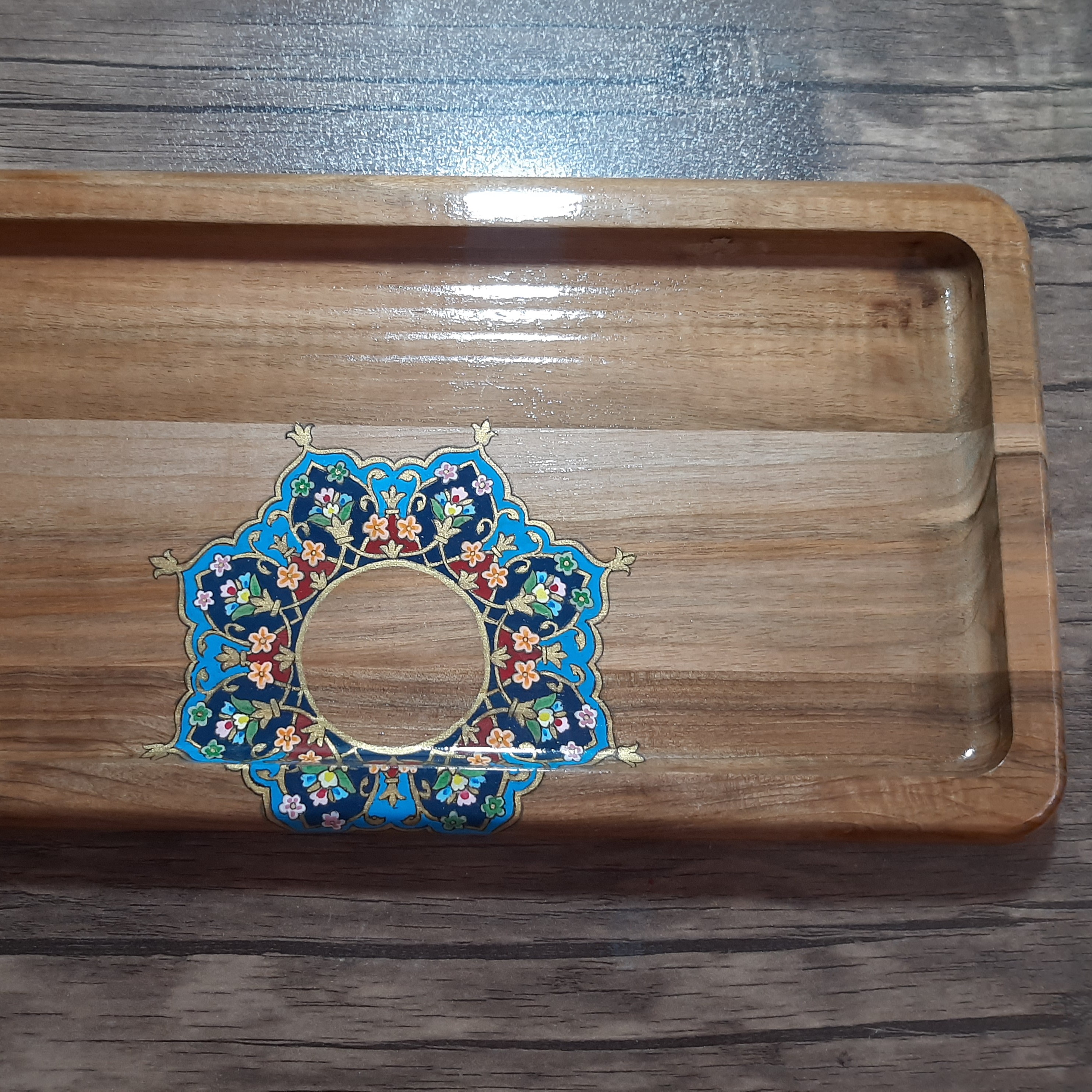 سینی چوبی تذهیبکاری شده مستطیل
