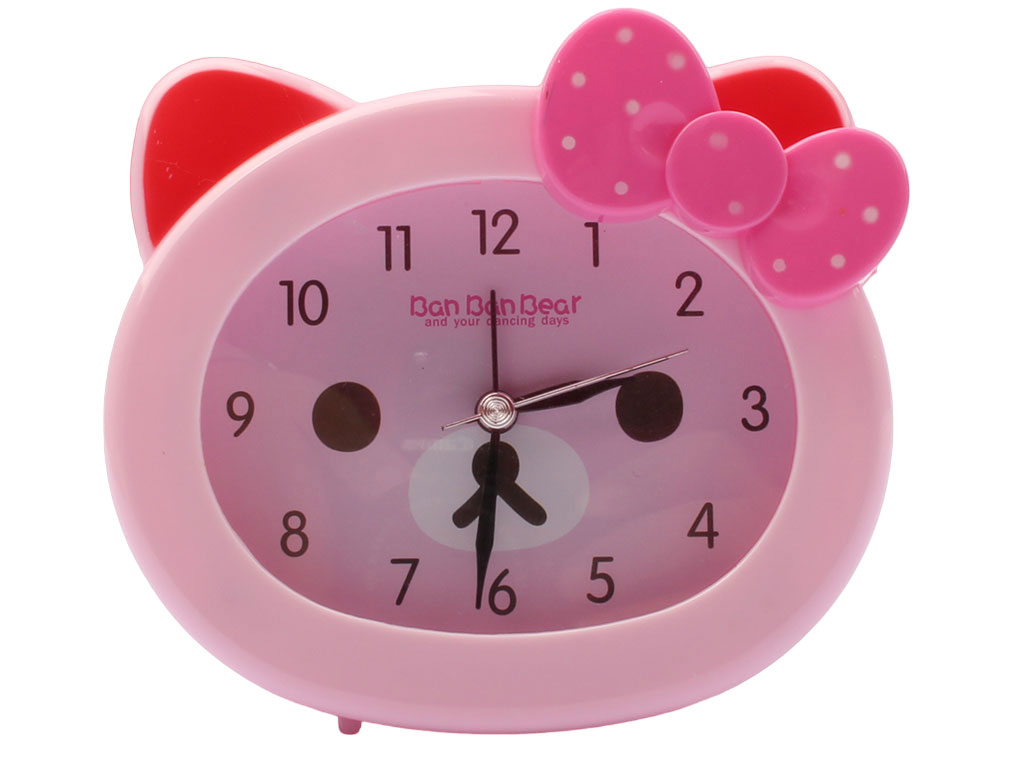 ساعت رومیزی دخترانه صورتی طرح خرس