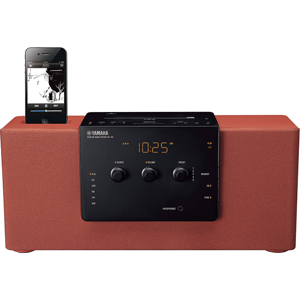 اسپیکر یاماها سیستم صوتی مدل TSX 140 همراه با داک آیپاد قهوه ای - Hiapple.ir