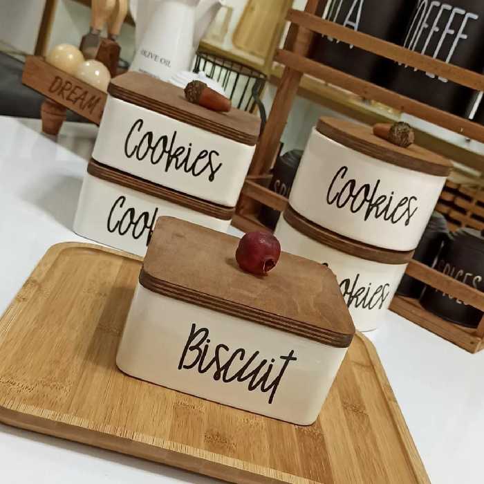 بانکه ی درب بلوطی سرامیکی،  در دو مدل گرد و چهارگوش،  