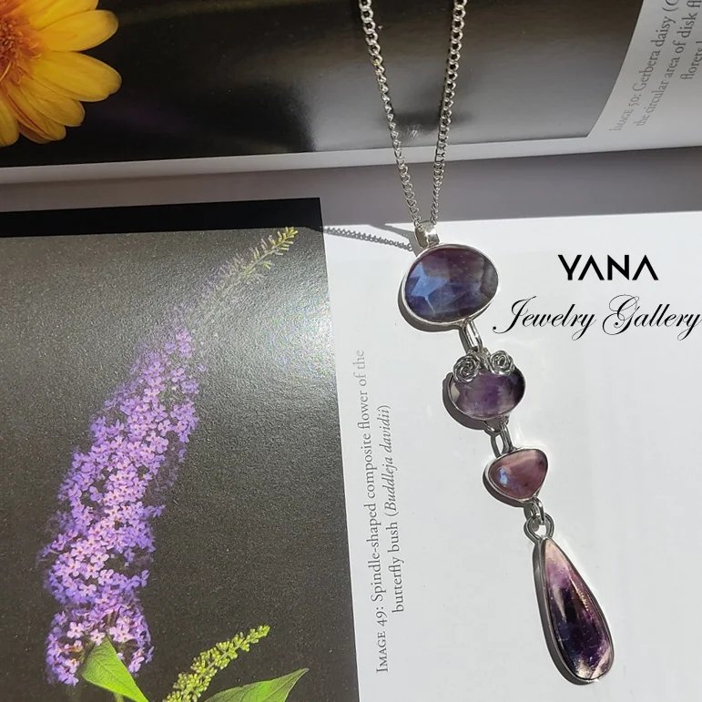 نیم ست نقره با گوهر آمیتیست طبیعی اصل دستساز 