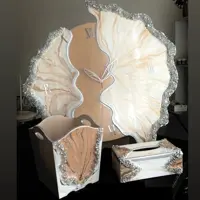 ست ساعت دیواری رزینی قطر 50 سانت و سطل و جادستمال