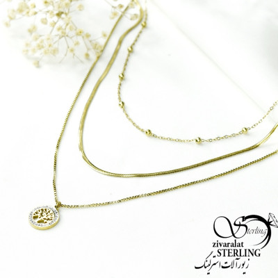 گردنبند استیل سه لاین درخت زندگی کد 6659