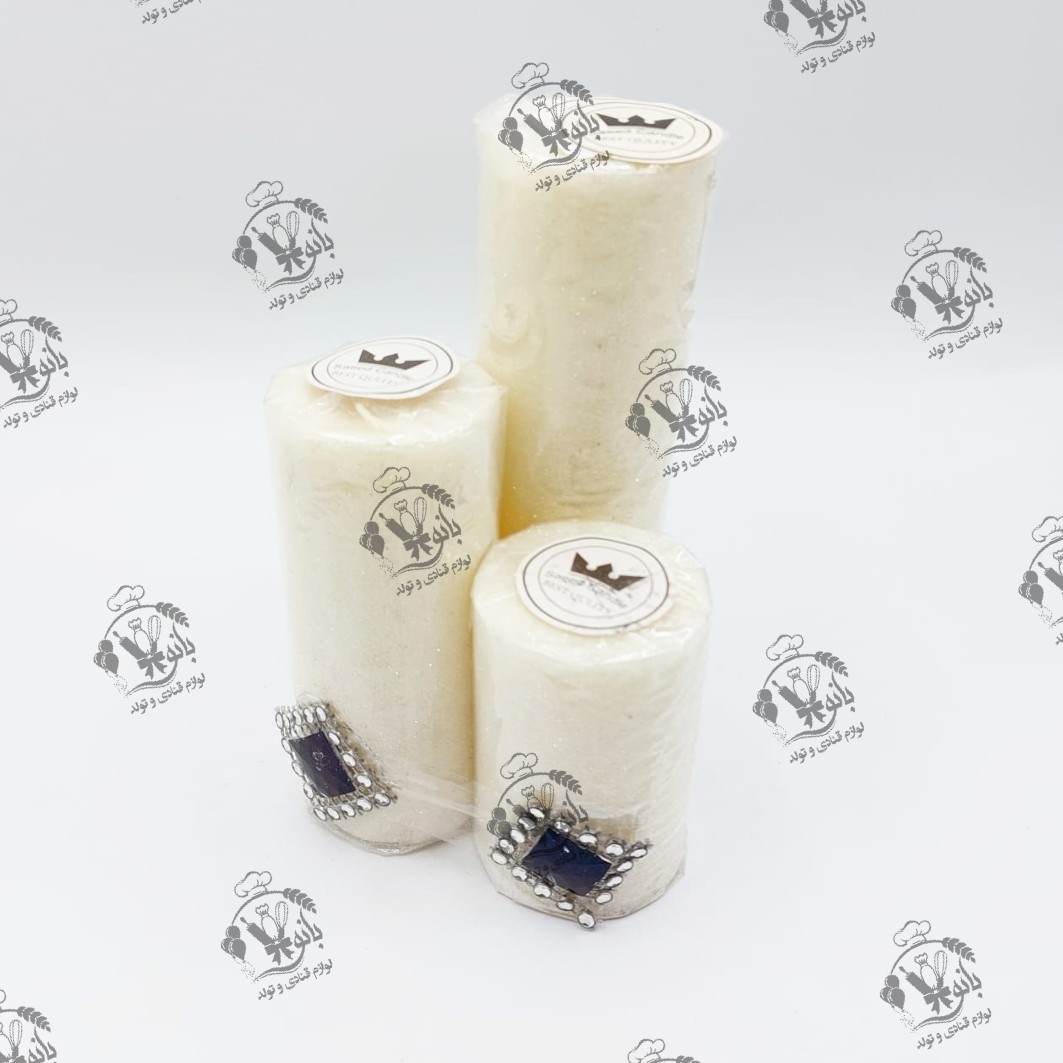 شمع استوانه 3 سایزی رنگِ سفید براق-قابل خرید به صورت تکی-