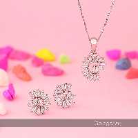 نیم ست نقره با زنجیر مدل پیچک و صدف طرح جواهر نقره ایتالیا عیار 925 با فاکتور 