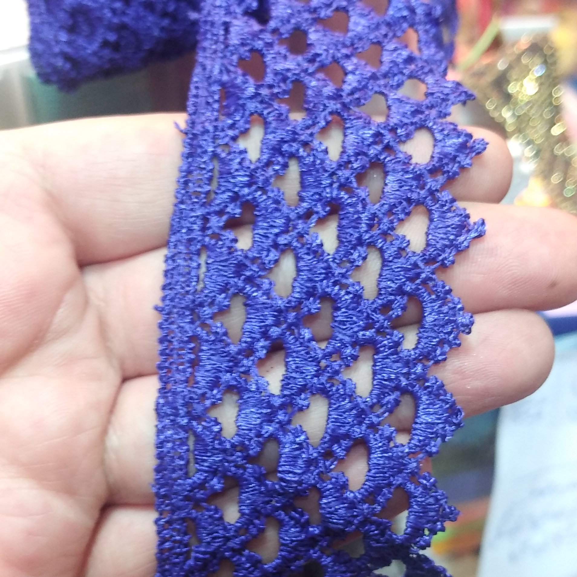 نوار کتان چهار سانت بنفش 1 متر