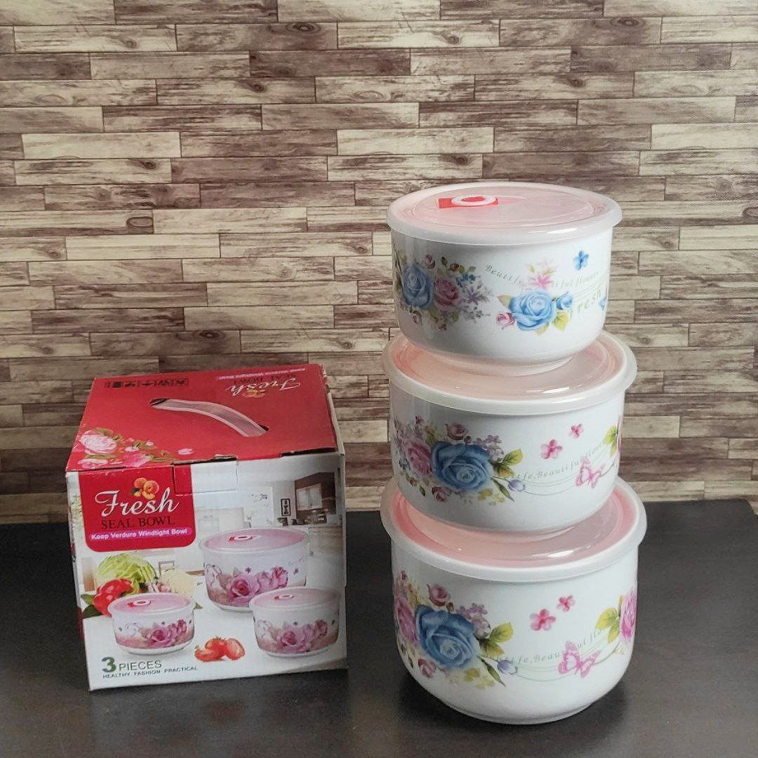 ست 3 تیکه ظروف نگهدارنده درب سوپاپ دار 