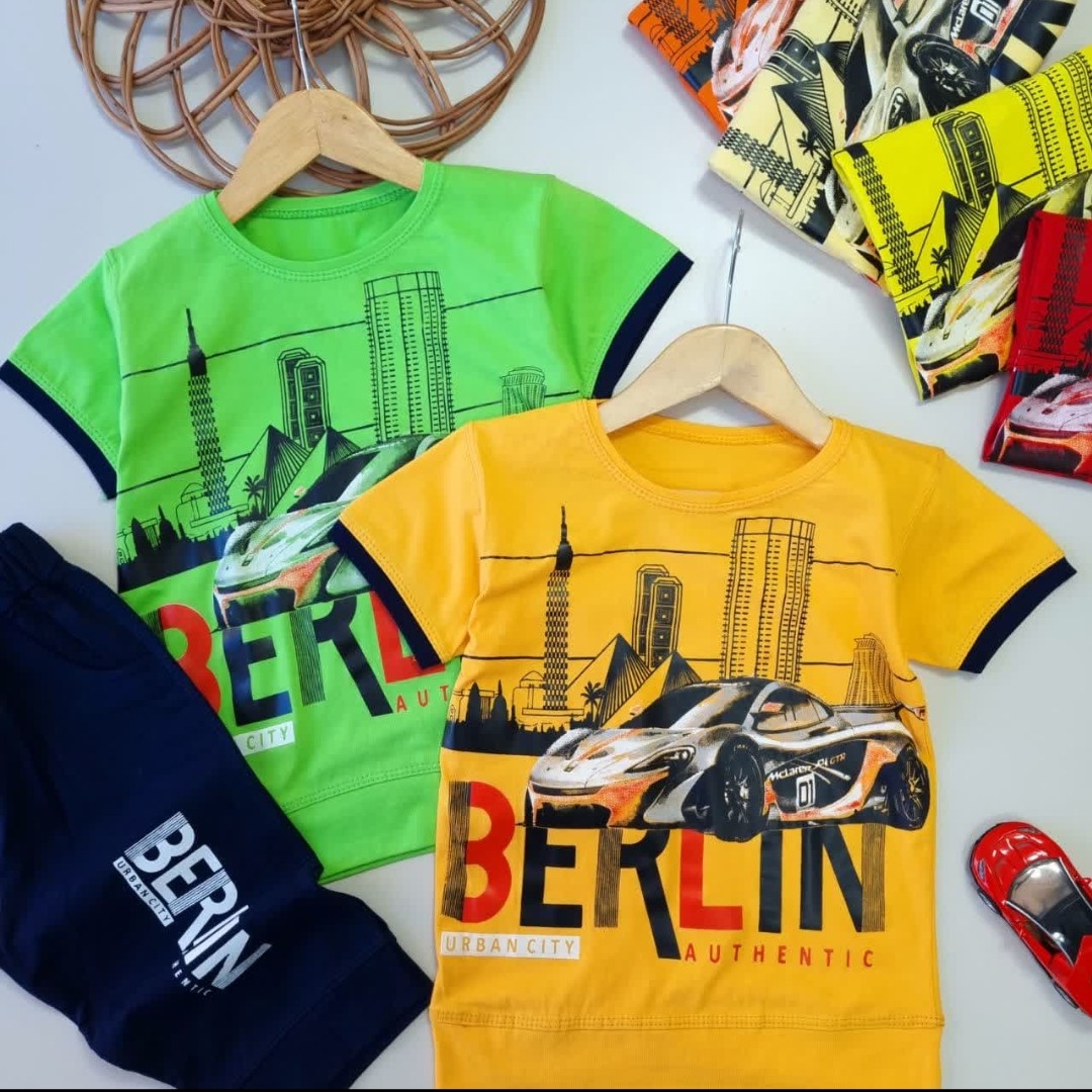 تیشرت و شلوارک پسرانه سایز 45 تا 55 طرح ماشین ارسال رایگان 