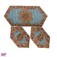 ست سه تکه ابریشم ترمه عدل کشمیر طرح گل فرنگ g30