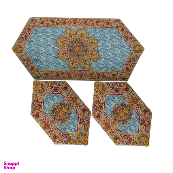 ست سه تکه ابریشم ترمه عدل کشمیر طرح گل فرنگ g30