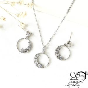 نیمست گرد نگین دار نقره ایتالیا