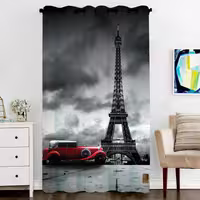 پرده پنجره مخمل پانچ ایفل سایز 138 در 270 مدل C6-326 شرکت رنس