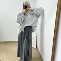 شومیز مانتویی استین پفی چین دار