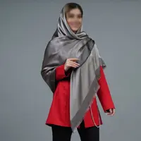 روسری بامبو  خاکستری ارسال رایگان  قواره 140  بانو