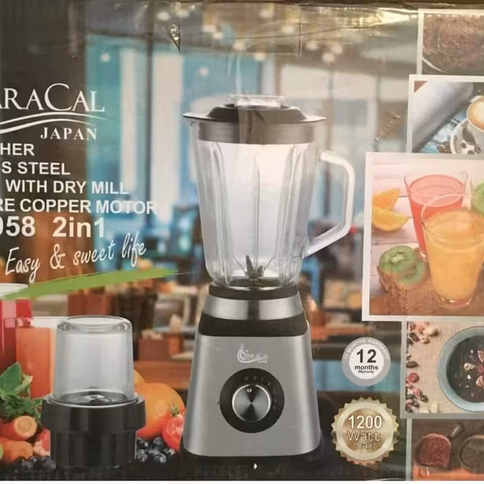 آسیاب مخلوط کن کاراکال ژاپن 1200وات ضمانت 18ماهه استیل تیغه یخ شکن