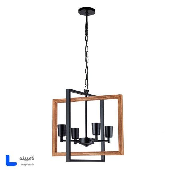 چراغ آویز چهار شعله چوب فلز مدل BAM-1014
