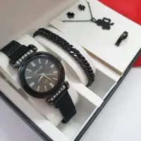 ساعت والار دخترانه با نیم ست و حلقه مشکی
