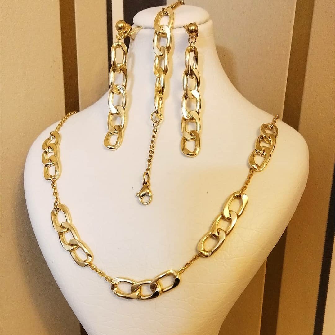 نیم ست کارتیر ترکیب با زنجیر استیل رنگ ثابت تضمینی ضدحساسیت