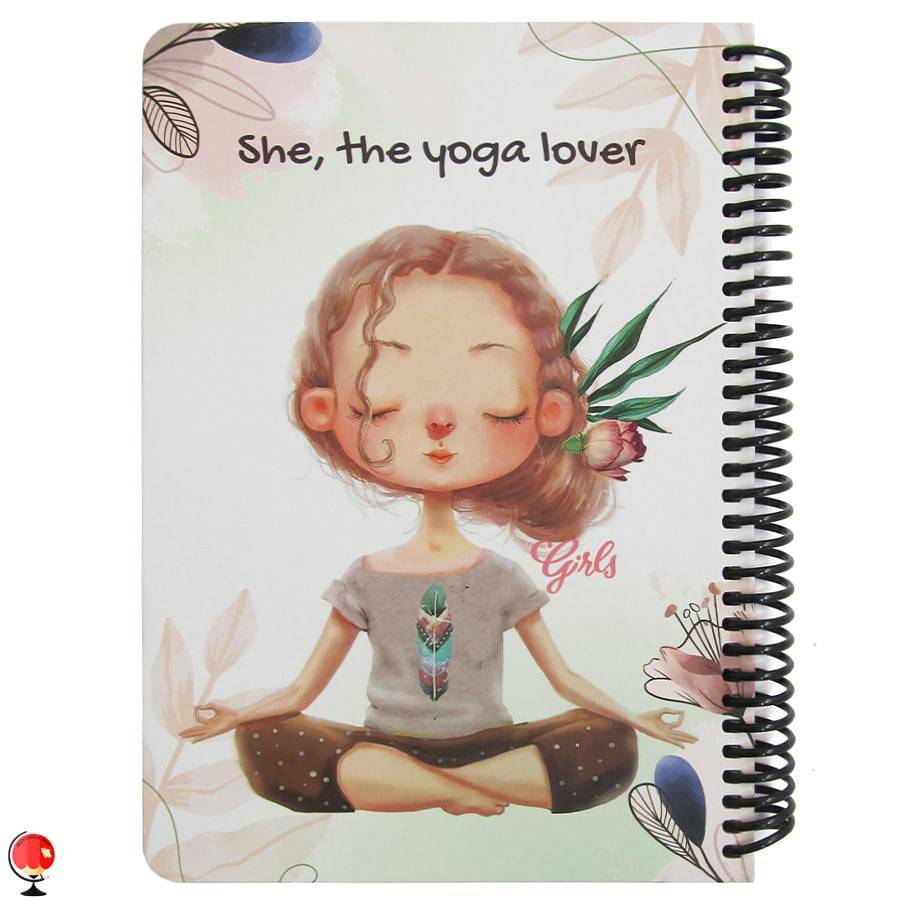دفتر یادداشت 100 برگ سیمی سری دختران طرح Yoga lover دات نوت