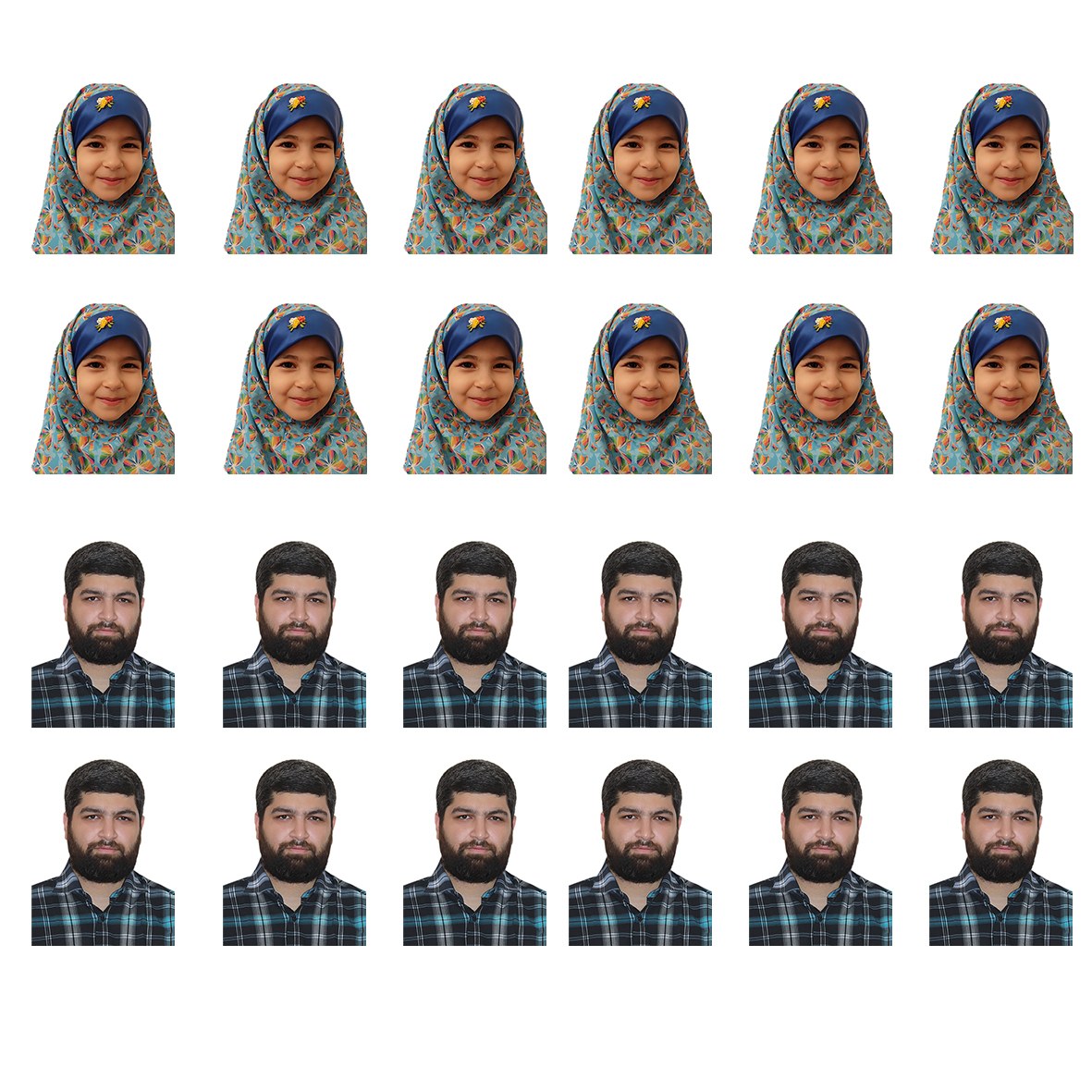 چاپ عکس پرسنلی 3 در 4 تعداد 24 عدد با کیفیت بالا