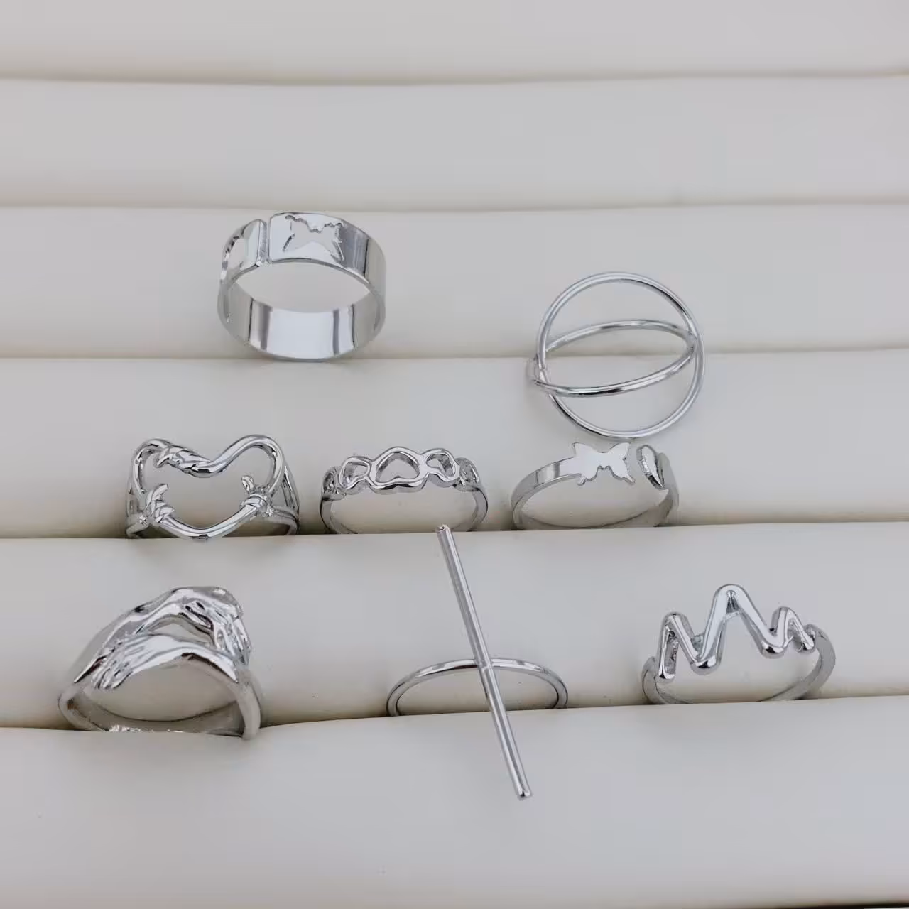 پک انگشتر کد11309 مینیمال. رنگ ثابت.  ضدحساسیت. آبکاری طلا 